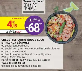 Intermarché Hyper Crevettes Curry Rouge Coco et Riz Aux Légumes offre