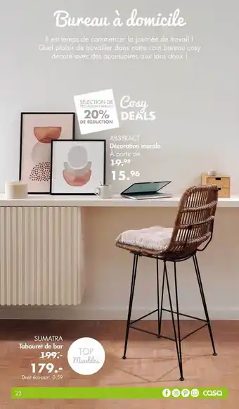 Casa Décoration murale abstract, tabouret de bar sumatra offre