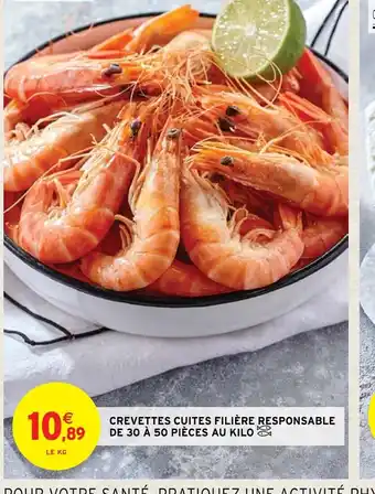 Intermarché Hyper Crevettes Cuites Filiere Responsable de 30 a 50 Pieces Au Kilo offre