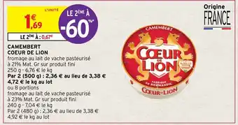 Intermarché Hyper Camembert Coeur de Lion offre