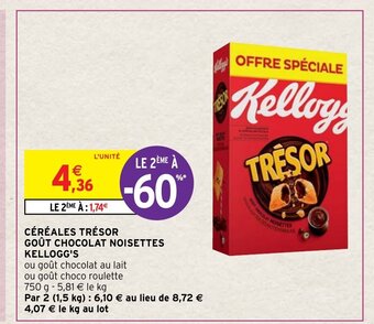 Intermarché Hyper Céréales Tresor gout Chocolat Noisettes Kellogg's offre