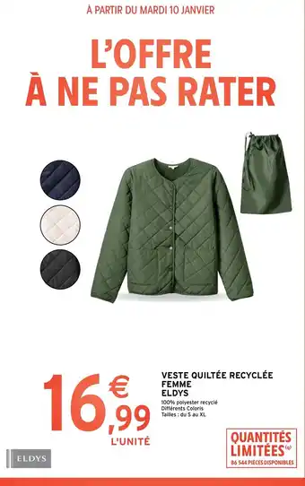 Intermarché Hyper Veste Quiltée Recyclée Femme Eldys offre