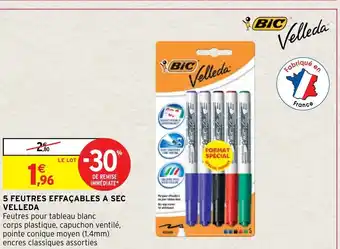 Intermarché Hyper 5 Feutres Effaçables a Sec Velleda offre