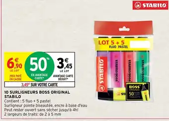 Intermarché Hyper Stabilo 10 Surligneurs Boss Original Stabilo offre