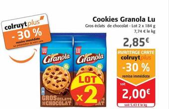 Colruyt Cookies granola lu offre