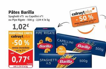 Colruyt Pâtes barilla offre