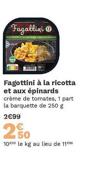 Picard Fagottini à la ricotta et aux épinards offre