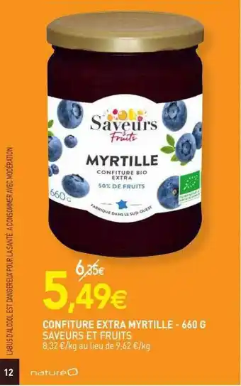 naturéO Confiture extra myrtille saveurs et fruits offre