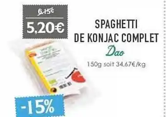 Naturalia Spaghetti de konjac complet dao offre