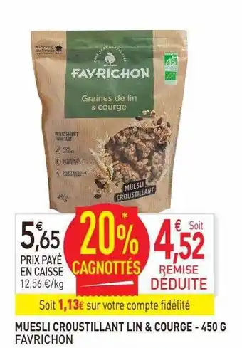naturéO Muesli croustillant lin & courge favrichon offre