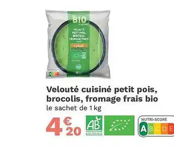 Picard Velouté cuisine petit pois brocolis fromage frais bio offre