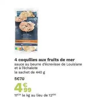 Picard 4 coquilles aux fruits de mer offre