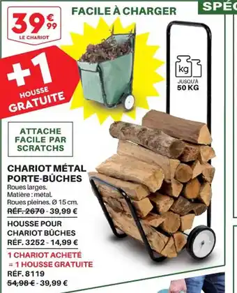 Shopix Chariot métal porte-bûches offre