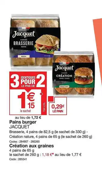 Promocash Pains burger jacquet offre