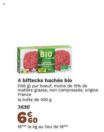 Picard 4 biftecks hachés bio offre