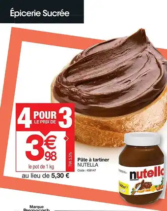 Promocash Pâte à tartiner nutella offre