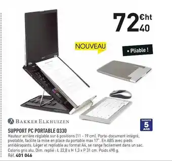 Hyperburo Bakker elkhuizen support pc portable q330 offre