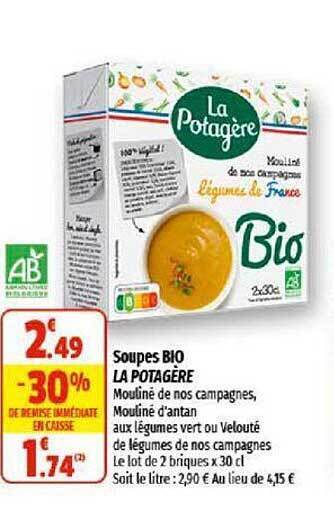 Coccinelle Supermarché Soupes bio la potagère offre