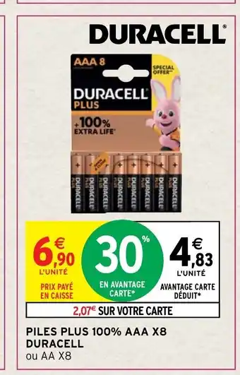 Intermarché Hyper Piles Plus 100% AAA x8 duracell offre