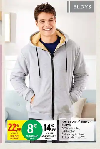 Intermarché Hyper Sweat Zippe Homme Eldys offre