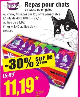 Norma Whiskas Repas Pour Chats offre