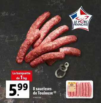Lidl 8 Saucisses De Toulouse offre