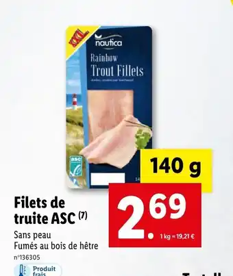 Lidl Filets De Truite ASC offre