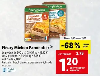 Lidl Fleury Michon Parmentier offre