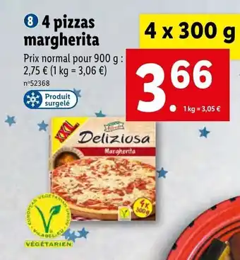 Lidl 4 Pizzas Margherita offre