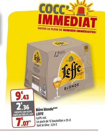 Coccinelle Express Bière blonde leffe offre