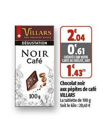 Coccinelle Express Chocolat noir aux pépites de café villars offre