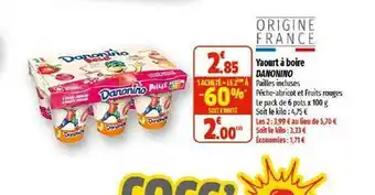 Coccinelle Supermarché Yaourt à boire danonino 1 acheté = le 2ème à -60% offre