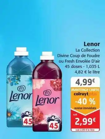 Colruyt Lenor la collection divine coup de foudre ou fresh envolée d'air offre