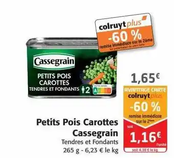 Colruyt Petits pois carottes cassegrain offre