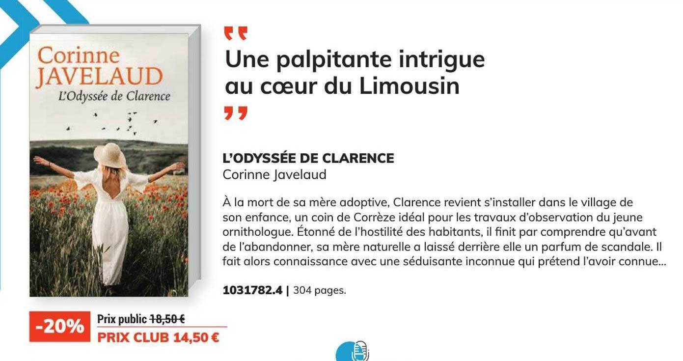 Corinne Copie Un Texte Sur Le Web Promo L'odyssée de clarence - corinne javelaud chez France Loisirs Vacances