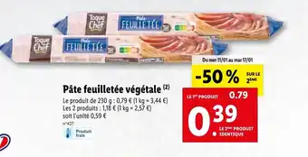 Lidl Pate Feuilletee Vegetale offre