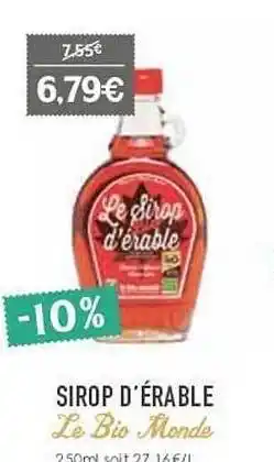 Naturalia Sirop d'érable le bio monde offre