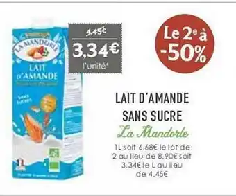 Naturalia Lait d'amande sans sucre la mandorle offre