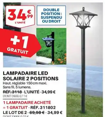 Shopix Lampadaire led solaire 2 positions offre