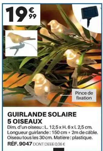 Shopix Guirlande solaire 5 oiseaux offre