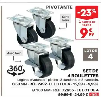 Shopix Set de 4 roulettes offre