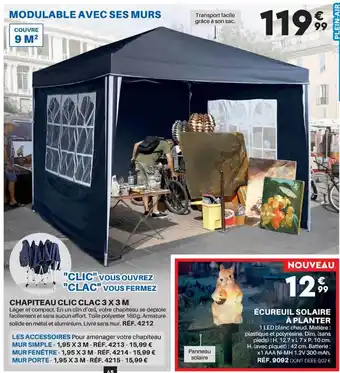 Shopix Chapiteau clic clac 3 x 3 m, écureuil solaire à planter offre
