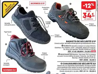 Shopix Baskets de sécurité s1p, chaussures de sécurité s3 offre