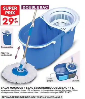 Shopix Balai magique + seau essoreur double bac 11l offre