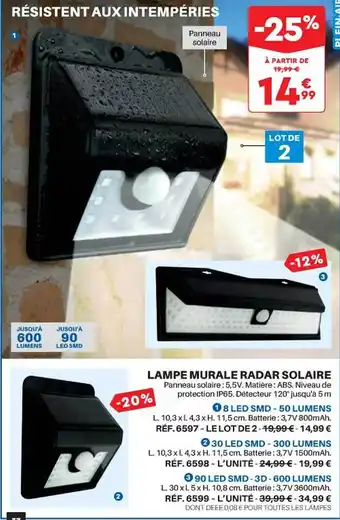 Lampe murale radar solaire