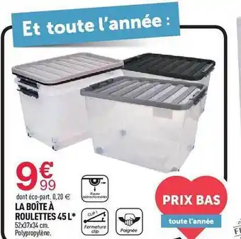 Centrakor La boîte à roulettes 45l offre