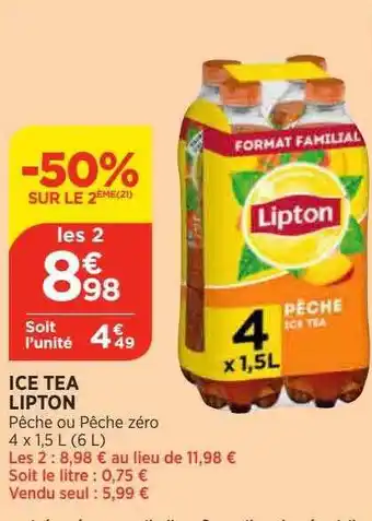 Bi1 Ice tea lipton -50% sur le 2ème offre