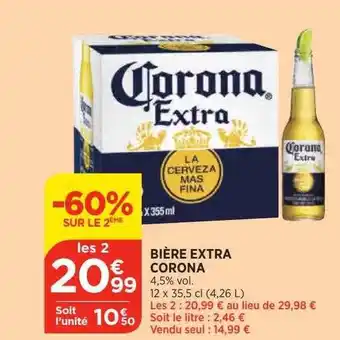 Bi1 Bière extra corona -60% sur le 2ème offre