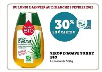 Hyper U Sirop d'agave sunny bio offre