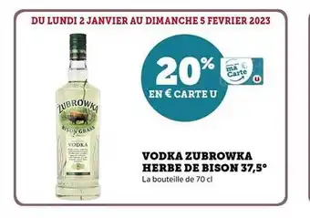 Hyper U Vodka zubrowka herbe de bison 37,5° offre
